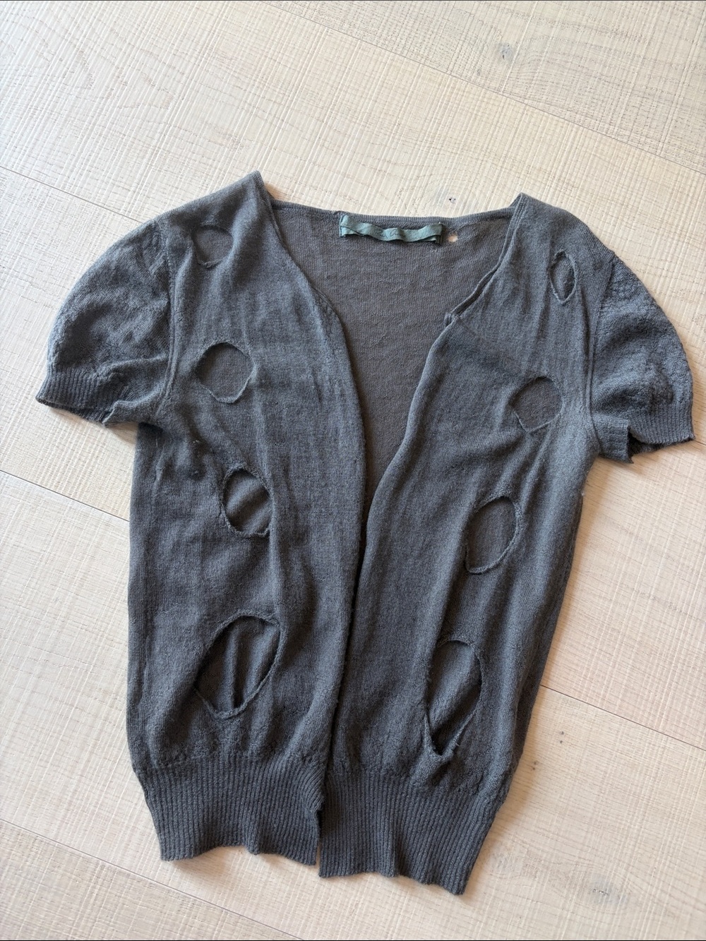 Rick Owens 100% cashmere hole detail short-sleeve cardigan - Picture 1 of 8